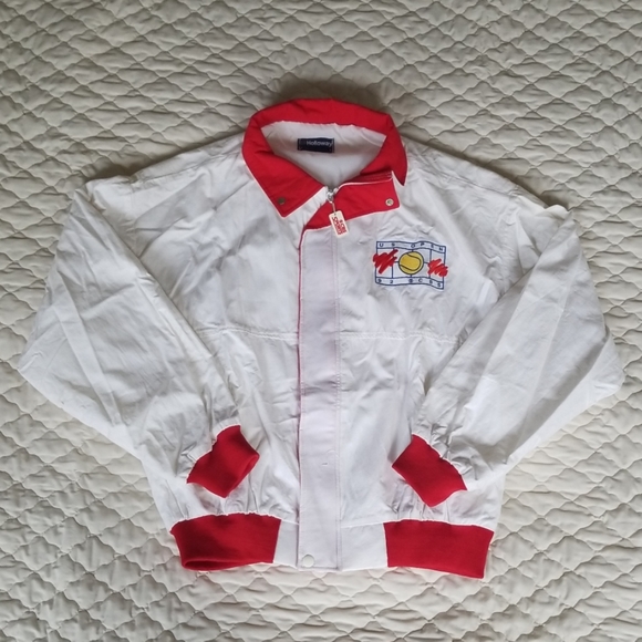 Vintage US Open '92 CBS Sports Jacket White/Red L - Picture 1 of 5